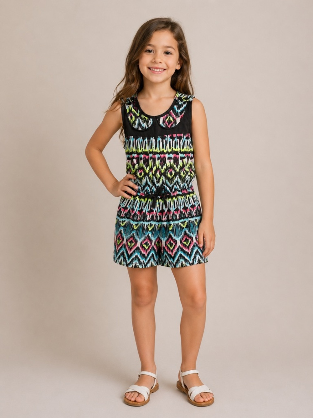 Japna Girls Colorful Patterned Kids Romper Dress Size 5/6